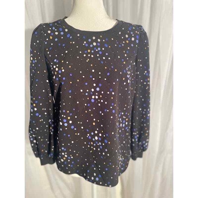 Popsugar NWT Size XSmall Blouse Long Sleeve Black Multicolor Design