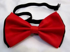 UNISEX RED WITH BLACK TIP TWO TONE TUXEDO ADJUSTABLE STRAP BOW TIE BOW TIE-NEW!2