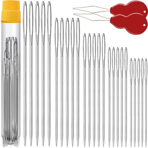 25/50 PCS Premium Large Eye Large gage Needles for Hand Sewing with 2