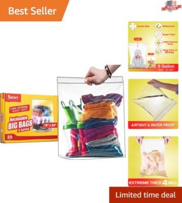 Jumbo Bags - 18'' x 24'' - Super Spacious Heavy-Duty Clear Zipper Storage