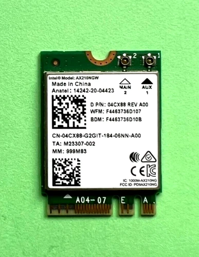 OriginaI WiFi 6  Model AX210NGW  2400Mbps  BT5.2  802.11ax  04CX88