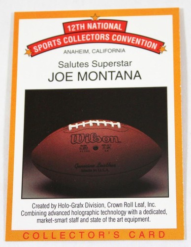 1991 Joe Montana Salutes Superstar 12th National Sports Convention PROMO CARD - Picture 2 of 4