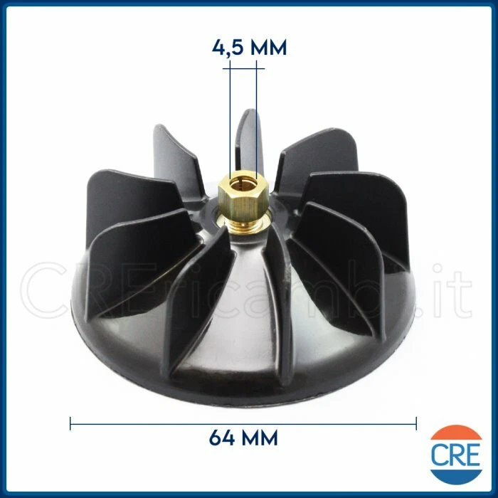 GAMMAPIU ELMOT Ventola Ribassata 64mm con Foro Dado 4,5 mm Phon Asciugacapelli