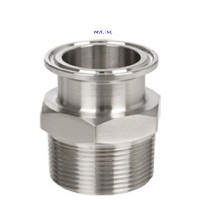 Sanitary 1-1/2  × 1-1/2  Male NPT Adapter 304S/S Clamp End Tri Clover SAN043
