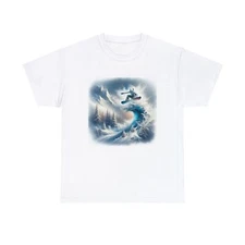 Unisex Adult Snowboarding T Shirt Extreme Sports Mountain Art Tee Snow Ski White