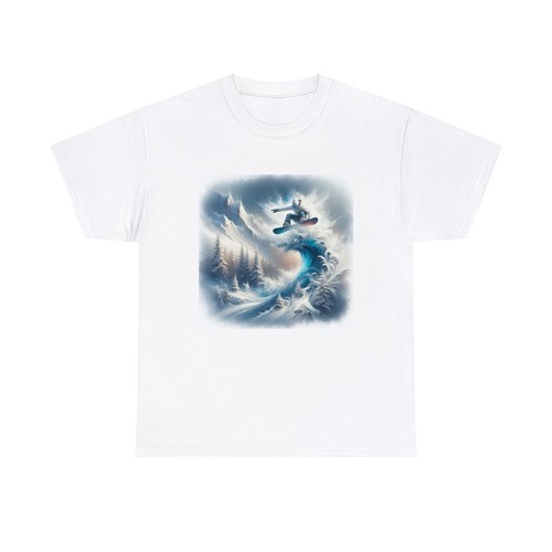 Unisex Adult Snowboarding T Shirt Extreme Sports Mountain Art Tee Snow Ski White - Picture 2 of 13