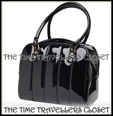RARE Fred Perry Amy Winehouse Quilted Black Patent Gold Medium Large Bowling Bag