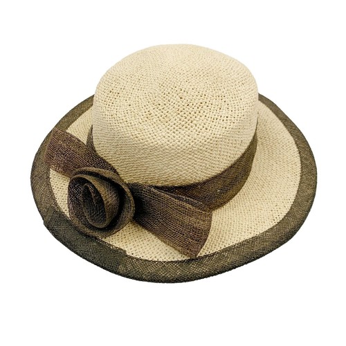 Vintage Frank Olive Hat Stripes Blue White Womens Cute Derby  display picture 1
