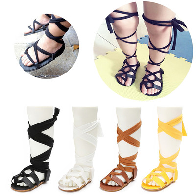 Baby Newborn Bandage Crib Shoes Toddler Girl Leather Anti-slip Sandals Prewalker
