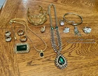 Vintage Lot 13 Costume Jewelry Bracelets Brooches Necklaces Rings Some Signed