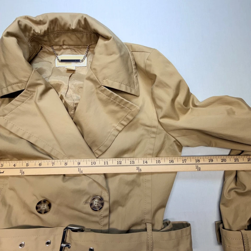 Michael Kors женский размер 2 бежевый классический двубортный плащ - Изображение 4 из 4