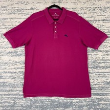 Tommy Bahama Mens Emfielder Polo Shirt Magenta Pink Supima Cotton Blend Large