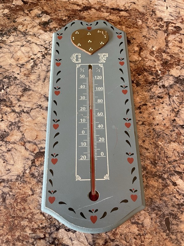 Wood Thermometer Country Cottage Vintage Thermometer Adorable Country Blue