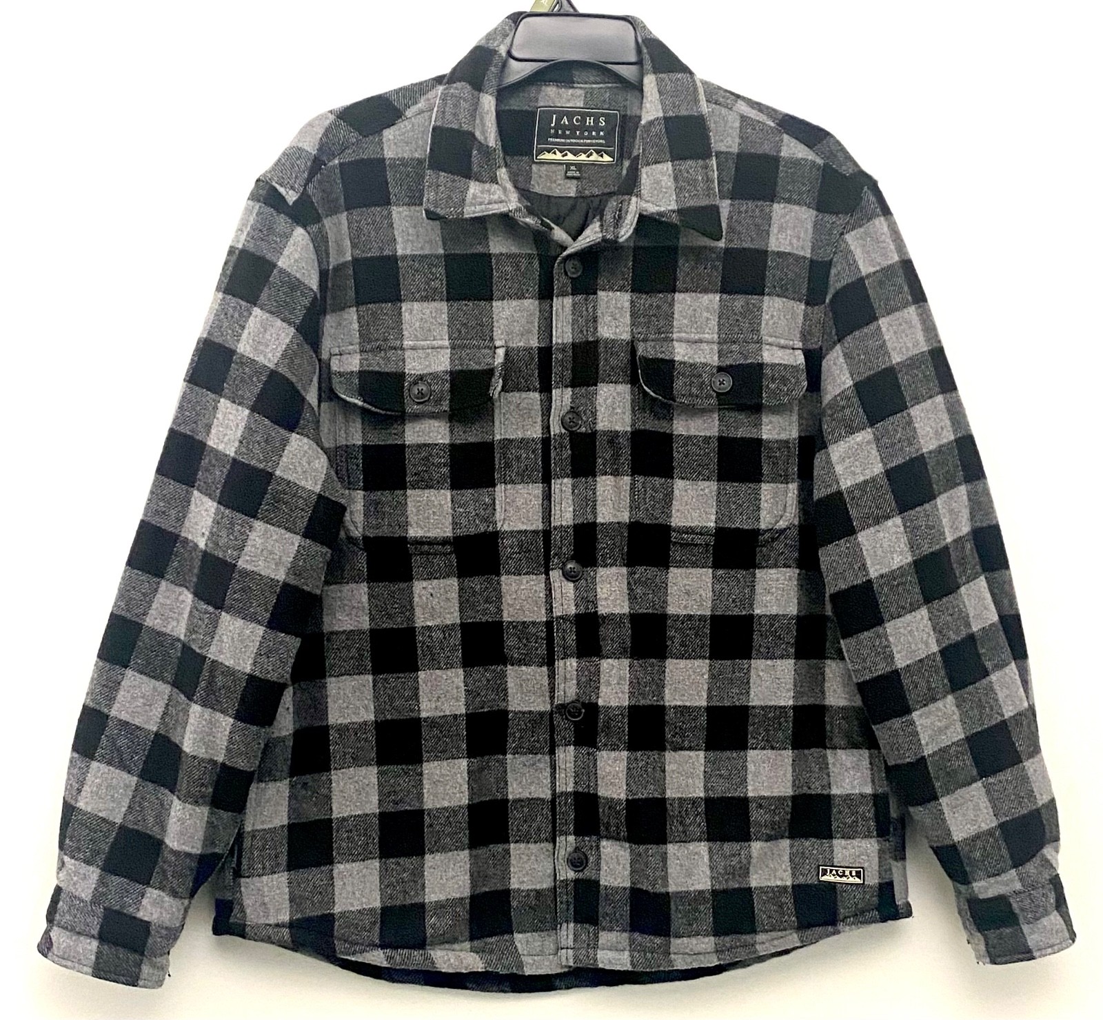 Jachs New York Men’s XL Flannel Overshirt  Shirt-Jacket Hybrid Black Gray Plaid