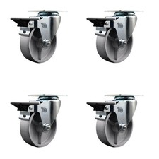 4 Inch Semi Steel Wheel Swivel Top Plate Caster Set with Posi Brake SCC