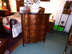 Antique Oak Highboy dresser w/ hatbox 36" refinished restored 1900's era