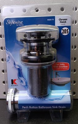 Stylewise/Keeney Push Button Bathroom Sink Drain Chrome Overflow #205 (bn)