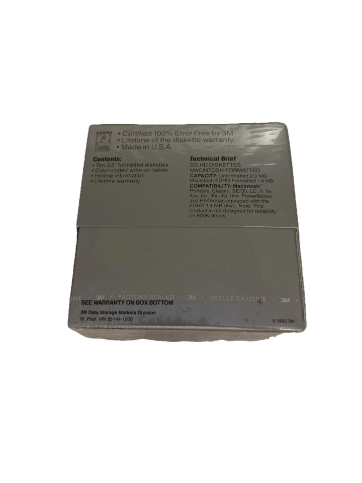 Nuevo Paquete de 11 Disquetes 3M Mac Formateado DS, HD 3.5" Disquete Sellado Foto 2 de 4