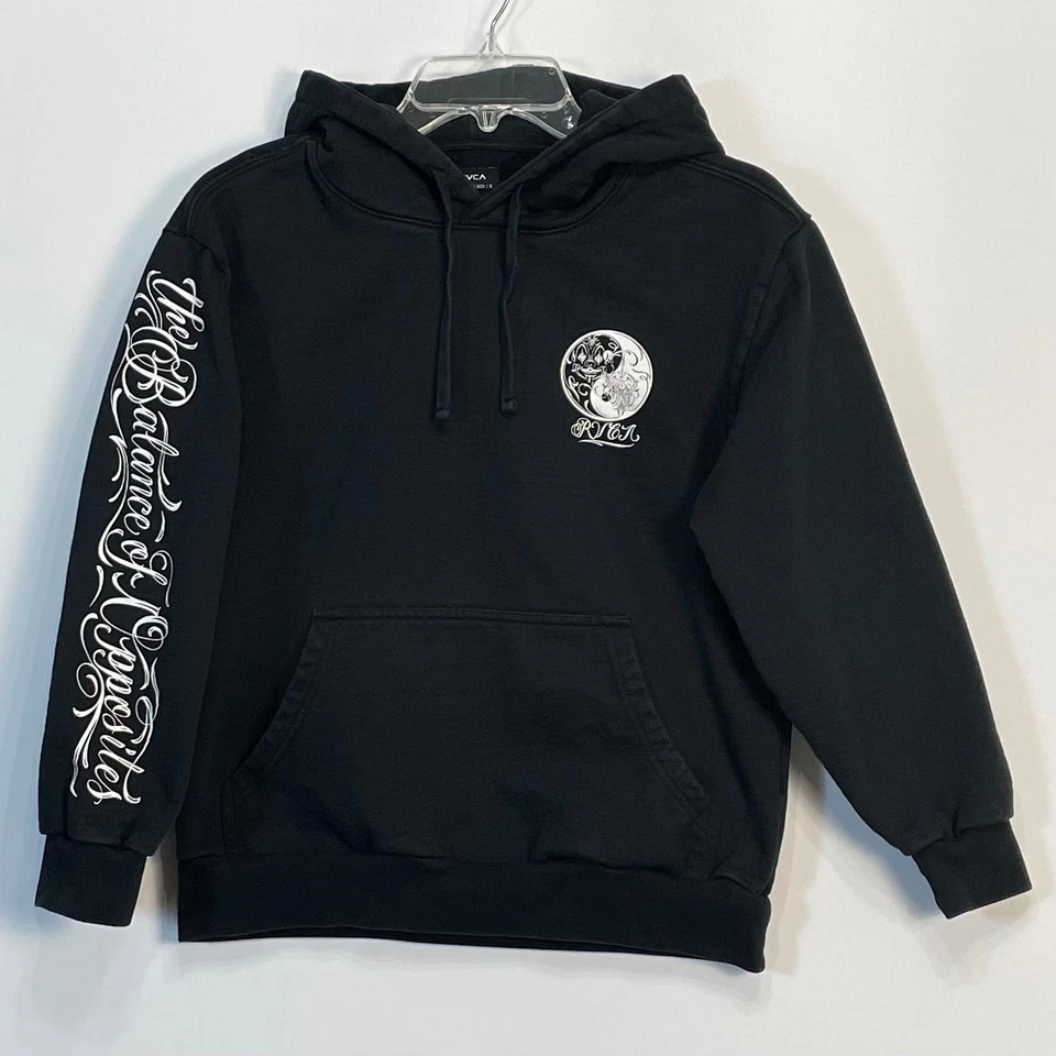 RVCA ~ Mister Cartoon Yin Yang Artist Network Program Black Hoodie Women Size XS - Image 2 of 4