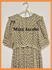 Marc Jacobs Half Sleeve Silk Polyester Flower Patterned Sheen Dress Lined