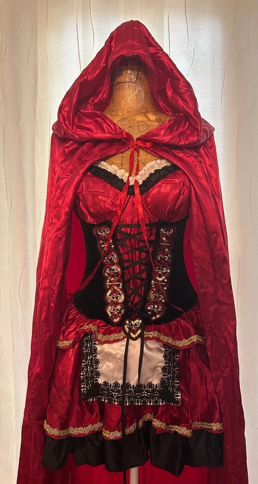 Dreamgirl Sexy Sultry Little Red Riding Hood  Halloween Costume Dress Cape S/M - Image 2 of 2