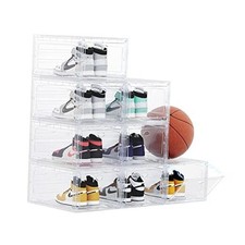US 15 Clear Entryway Shoe Storage Boxes Stackable XXL, 8 Pack CLEAR 8 PACK