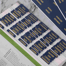 Laminated Bible Tabs, Reposition Large Print Stickers, Easy to Blue Gold Foil
