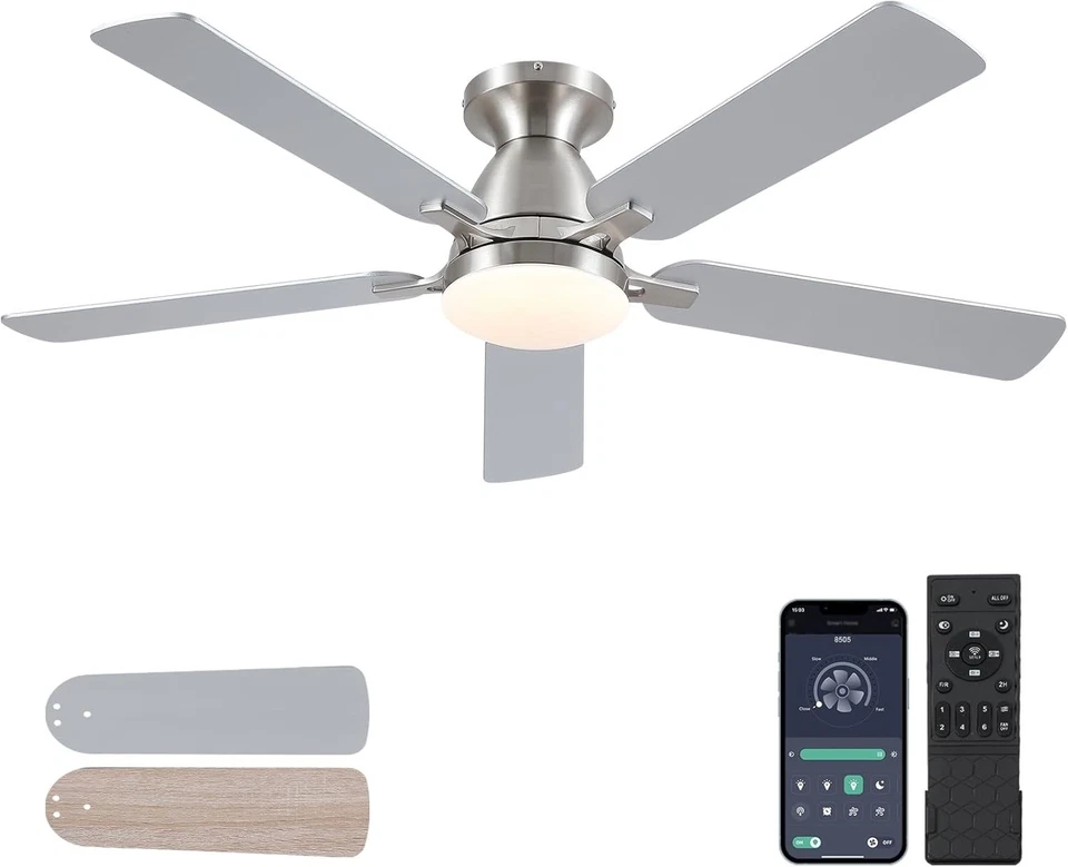Contemporary 52-Inch Ceiling Fan with Remote & App Control - Quiet Operation - Image 3 of 4