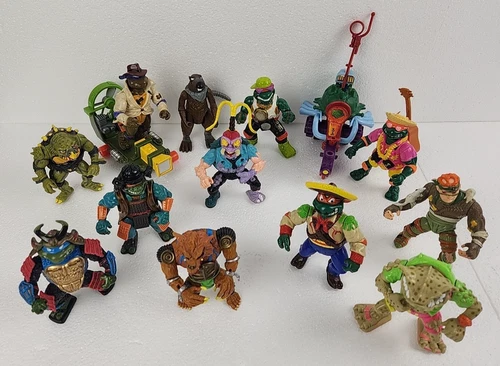 ✅ Vintage Teenage Mutant Ninja Turtles Figure Lot Of 12 + 2 vehicles