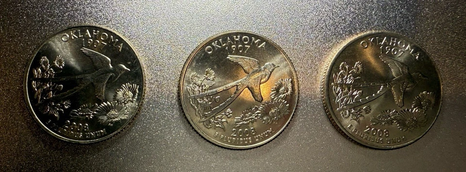 2008-D Oklahoma Quarters - Error Neck Die Chip On Each Coin - Possible DDO - Image 2 of 4