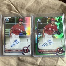 Qty 2 BOWMAN CHROME  2022 CAMERON CAULEY GREEN AUTO /99 + /499 RC #CPA-CCY