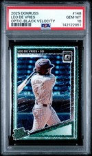 2025 Donruss #148 Leo De Vries Optic Prizm Black Velocity RC /39 PSA 10 POP 1