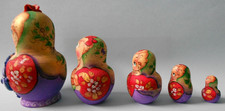 Russian Nesting Dolls Hand Painted Wooden Matryoshka Set 5pcs sign by artist