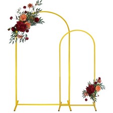 Gold Metal Arch Backdrop Stand 2 Set 7.2FT, 6FT Wedding Arch Stand Arched Doo...