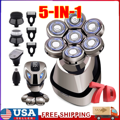 #ad 7D 5 in 1 Shaver Cordless Hair Trimmer Bald Head Razor Electric For Men Wet Dry $19.79