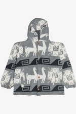 Vintage Hand Knit Alpaca Design Button Up Hoodie 2000s 