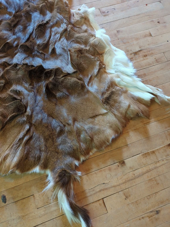 Alfombra suave de piel de ciervo con pelo de piel de ciervo grande decoración de cabina artesanía  Foto 3 de 4