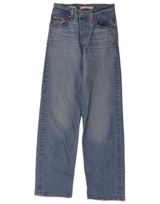 Levi's Damen Ribcage Straight Jeans W25 L29 Blau Baumwolle AZ02