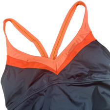 Nike Swimsuit Womens 1Sz 14 Black Orange One Piece Racerback Athletic Swim Beach