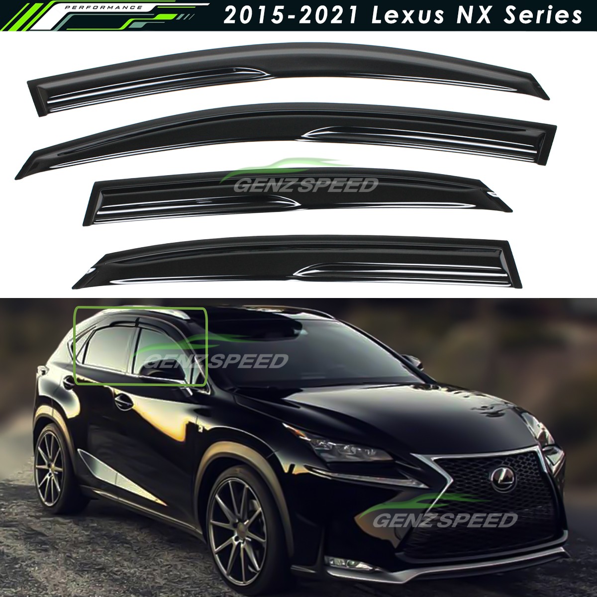 For 2015-2021 Lexus NX200t NX300h JDM Wavy Mugen Style Window Visors ...