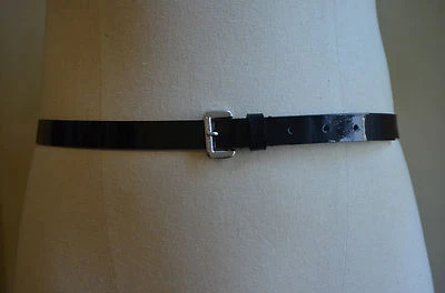 Dsquared ² Rare Classique Cuir Verni Noir Mince Ceinture Boucle S XL - Photo 1/4