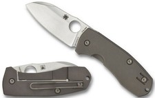 SPYDERCO Marcin Slysz Techno 2 Folding Stonewashed Plain Blade Titanium C158TIP2