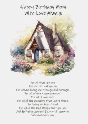 NEW Happy Birthday Mum With Love Always A5 Sized Mother Mum Birthday Card Floral