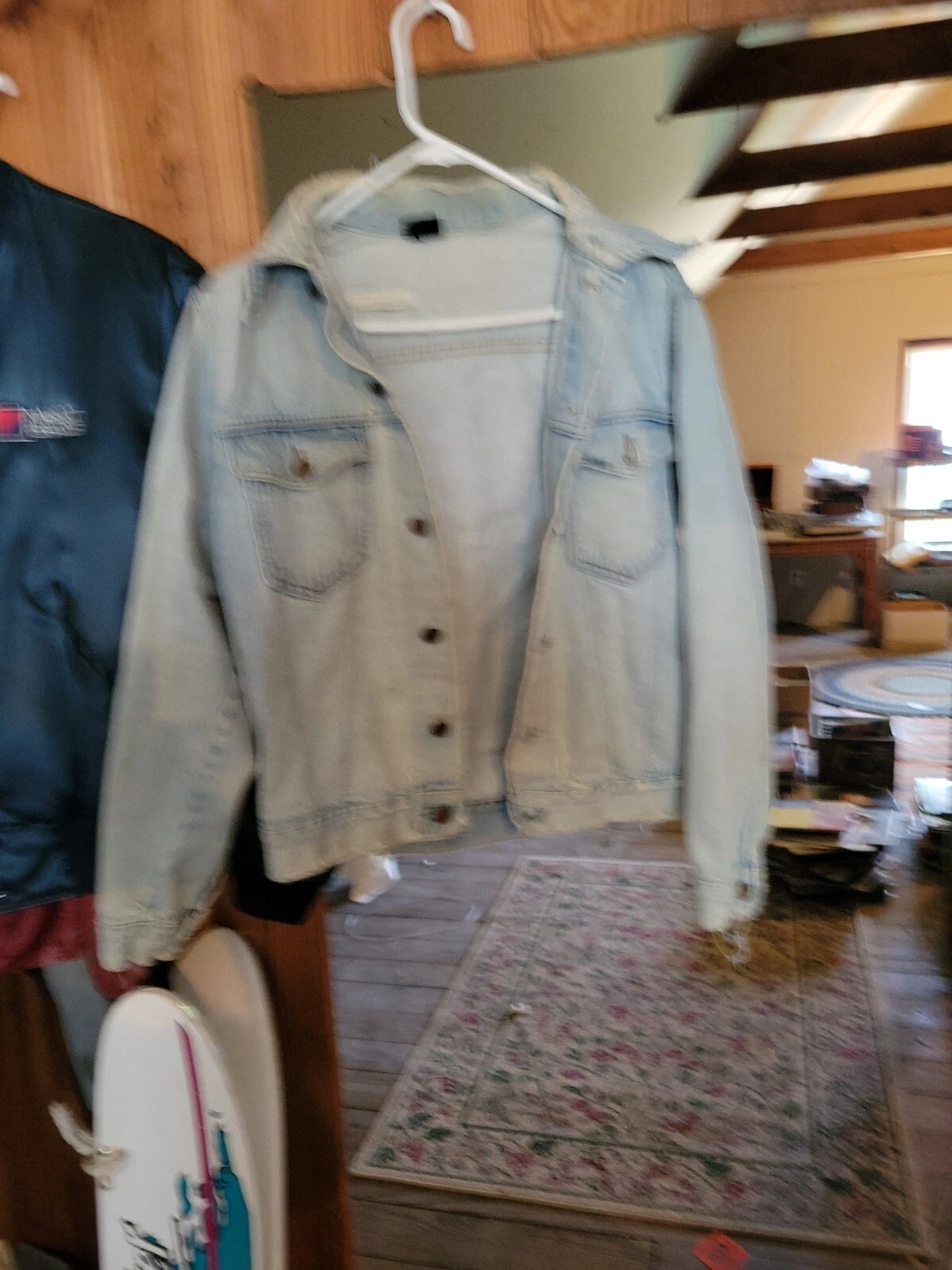 vintage medium sears Roebuck denim jean jacket light worn thrashed tattered