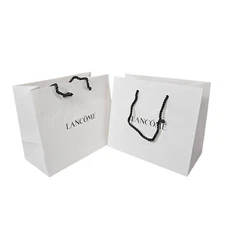 Set of 2 LANCOME Shopping Gift Paper Bag Small 7.5”x6.5”x4” White