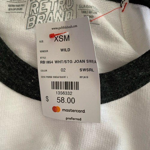 Pebble Beach Joan Sweatshirt Retro Crew Neck Women’s XS Logo NWT - Picture 11 of 11