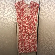 Anthropologie Tracy Reese Red Beige COUNTING ANGLES Dress Size Medium M