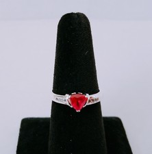 New 925 simulate Silver Ruby Red Heart Design Wedding Engagement Ring R1162Red10