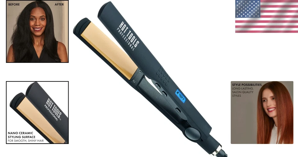 Professional Nano Ceramic Flat Iron | Extra-Wide Plate for Effortless Styling - Image 2 of 4