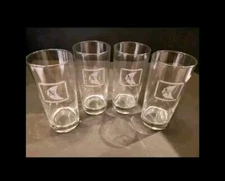 Painted Flying Witch On Cresent Moon Tall Drinking Glass Halloween Spooky 4 Pk